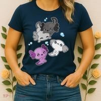 Asexual Axolotl LGBT Demisexual Ace Pride Flag Pet Aquarium Women's T-Shirt thumb 2