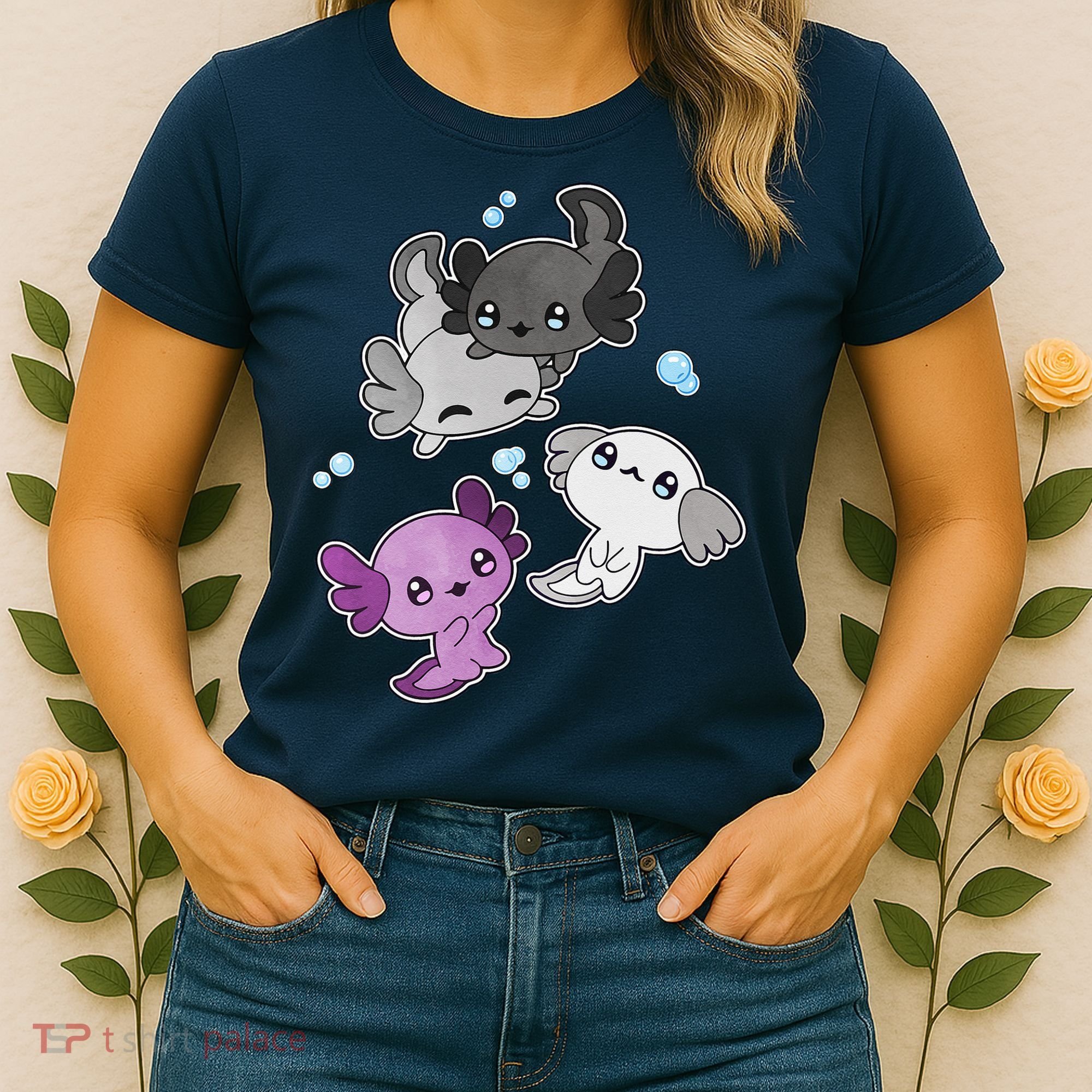 Asexual Axolotl LGBT Demisexual Ace Pride Flag Pet Aquarium Women's T-Shirt