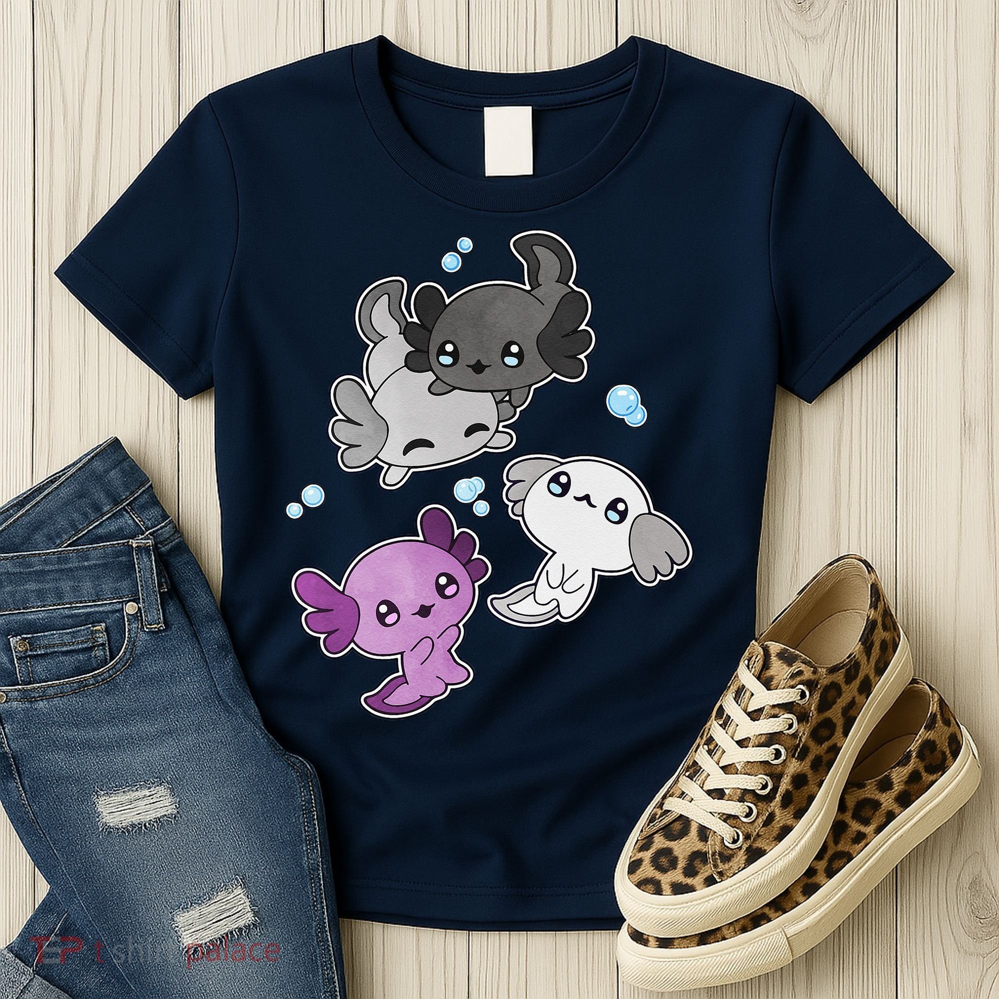 Asexual Axolotl LGBT Demisexual Ace Pride Flag Pet Aquarium Women's T-Shirt