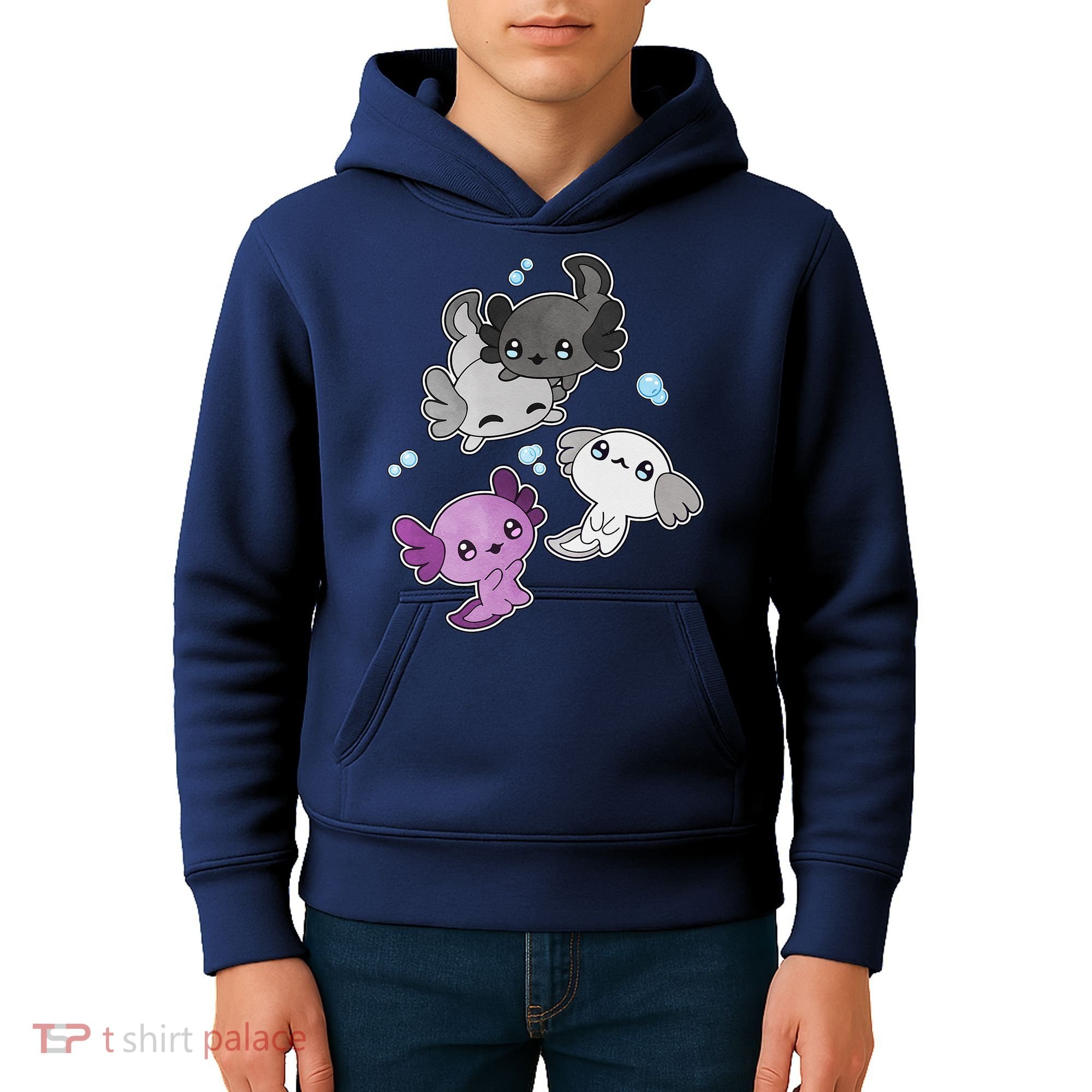 Asexual Axolotl LGBT Demisexual Ace Pride Flag Pet Aquarium Kids Hoodie