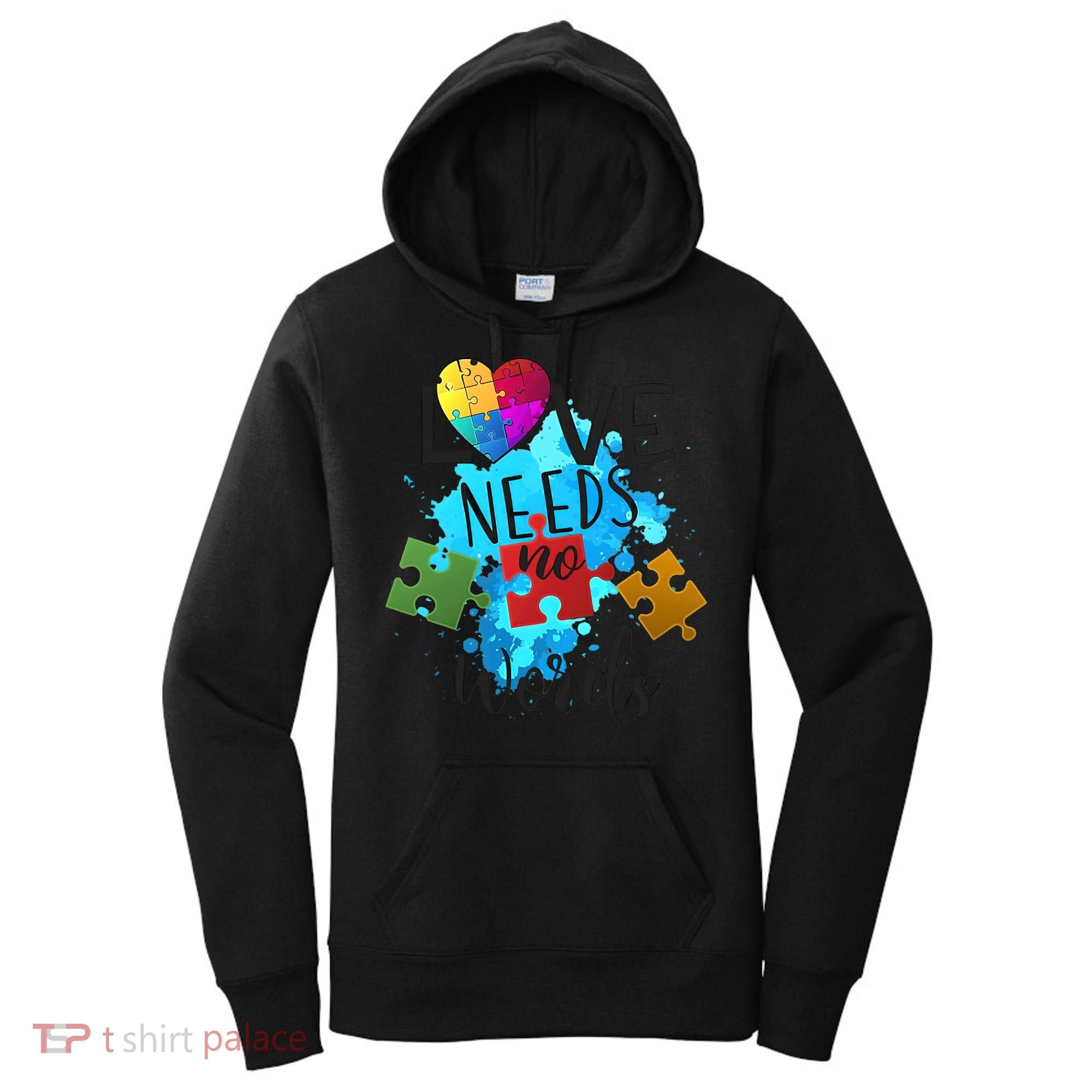 Autism Awareness Love Needs No Words In April We Wear Blue Cute Gift Women's Hoodie