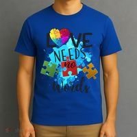 Autism Awareness Love Needs No Words In April We Wear Blue Cute Gift T-Shirt thumb 3