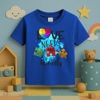 Autism Awareness Love Needs No Words In April We Wear Blue Cute Gift Toddler T-Shirt thumb 3