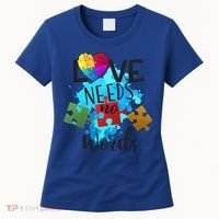Autism Awareness Love Needs No Words In April We Wear Blue Cute Gift Women's T-Shirt thumb 0
