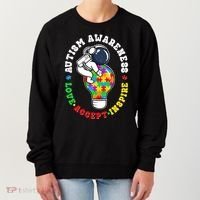 Autism Awareness Love Accept Inspire Astronaut Lightbulb Women's Sweatshirt thumb 0