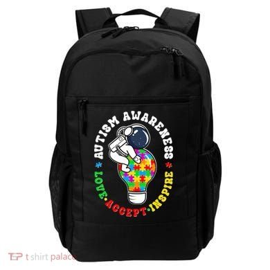 Autism Awareness Love Accept Inspire Astronaut Lightbulb Backpack