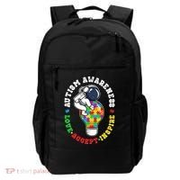 Autism Awareness Love Accept Inspire Astronaut Lightbulb Backpack thumb 0