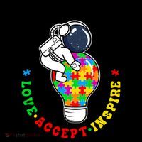 Autism Awareness Love Accept Inspire Astronaut Lightbulb Coffee Mug thumb 5