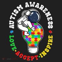 Autism Awareness Love Accept Inspire Astronaut Lightbulb Hat thumb 2