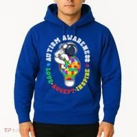 Autism Awareness Love Accept Inspire Astronaut Lightbulb Hoodie thumb 2