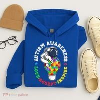 Autism Awareness Love Accept Inspire Astronaut Lightbulb Hoodie thumb 4
