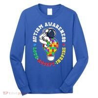 Autism Awareness Love Accept Inspire Astronaut Lightbulb Long Sleeve Shirt thumb 0