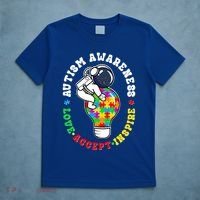 Autism Awareness Love Accept Inspire Astronaut Lightbulb T-Shirt thumb 5