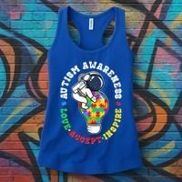 Autism Awareness Love Accept Inspire Astronaut Lightbulb Women's Tank Top thumb 3