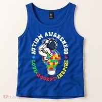Autism Awareness Love Accept Inspire Astronaut Lightbulb Tank Top thumb 2