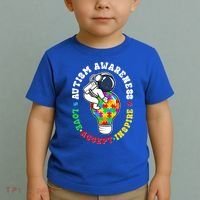 Autism Awareness Love Accept Inspire Astronaut Lightbulb Toddler T-Shirt thumb 2
