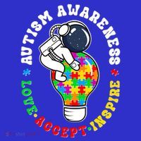 Autism Awareness Love Accept Inspire Astronaut Lightbulb Toddler T-Shirt thumb 4
