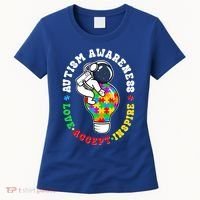 Autism Awareness Love Accept Inspire Astronaut Lightbulb Women's T-Shirt thumb 0