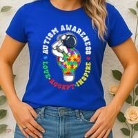 Autism Awareness Love Accept Inspire Astronaut Lightbulb Women's T-Shirt thumb 2