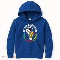 Autism Awareness Love Accept Inspire Astronaut Lightbulb Kids Hoodie thumb 0