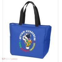 Autism Awareness Love Accept Inspire Astronaut Lightbulb Tote Bag thumb 3