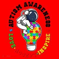 Autism Awareness Love Accept Inspire Astronaut Lightbulb Santa Hat thumb 1