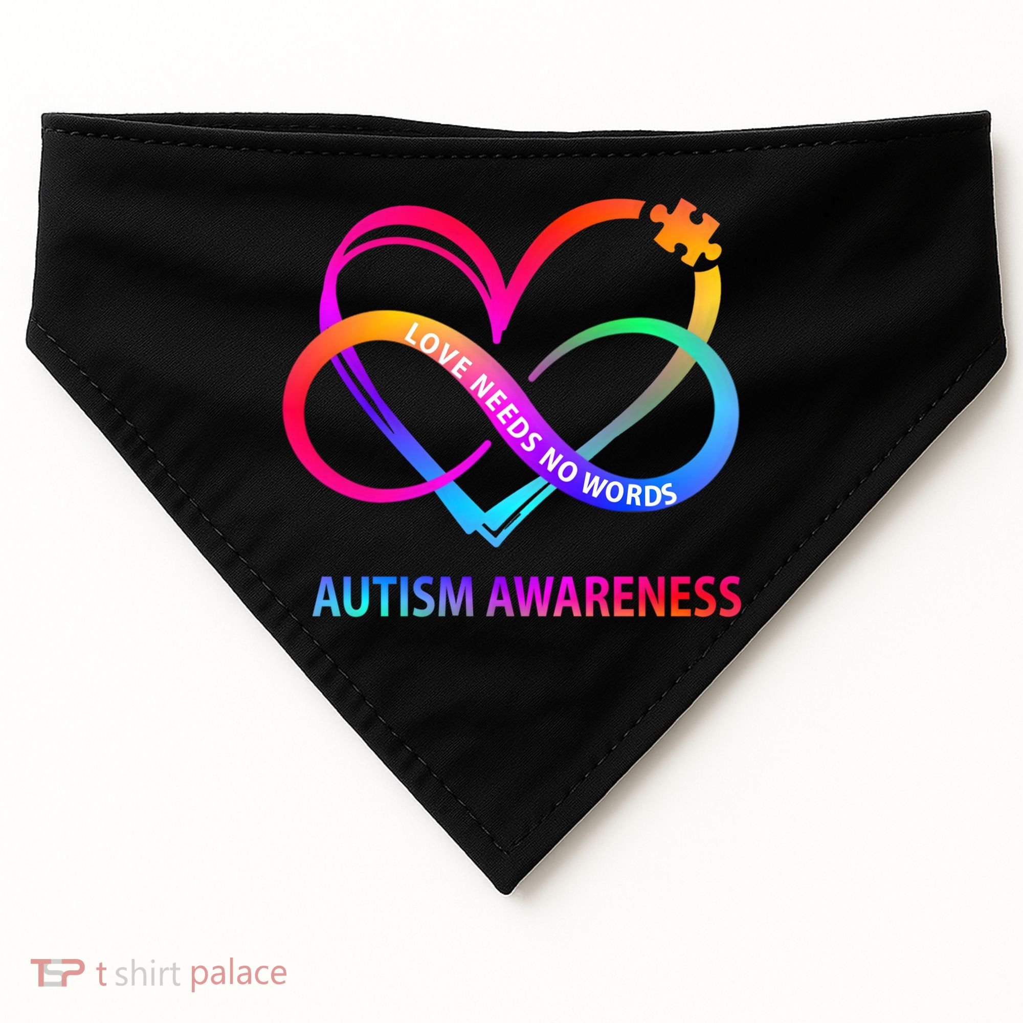 Autism Awareness Love Needs No Words Awareness Month Gift USA-Made Doggie Bandana