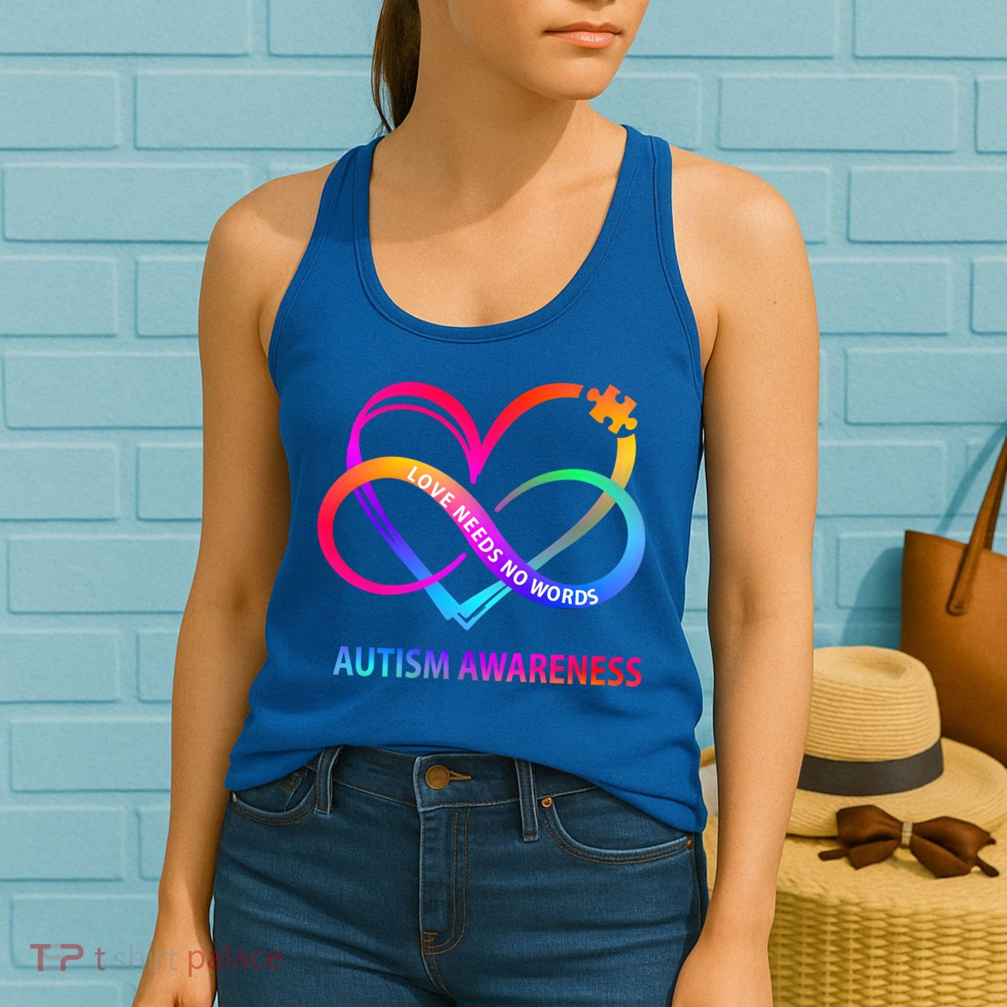 Autism Awareness Love Needs No Words Awareness Month Gift Women's Tank Top