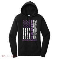 Alzheimers Awareness Month Day USA Flag Ribbon Purple Women's Hoodie thumb 0