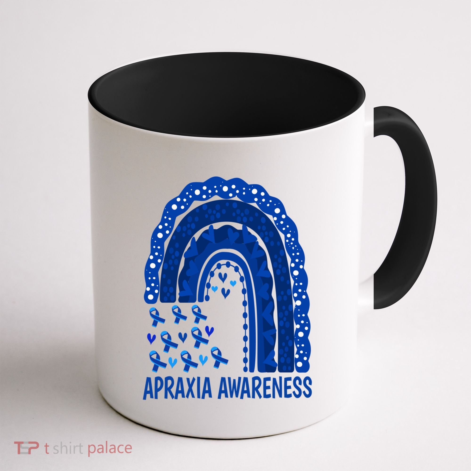 Apraxia Awareness Month Wear A Blue Ribbon In May Rainbow Gift Coffee Mug