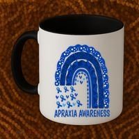 Apraxia Awareness Month Wear A Blue Ribbon In May Rainbow Gift Coffee Mug thumb 2