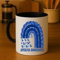 Apraxia Awareness Month Wear A Blue Ribbon In May Rainbow Gift Coffee Mug thumb 4