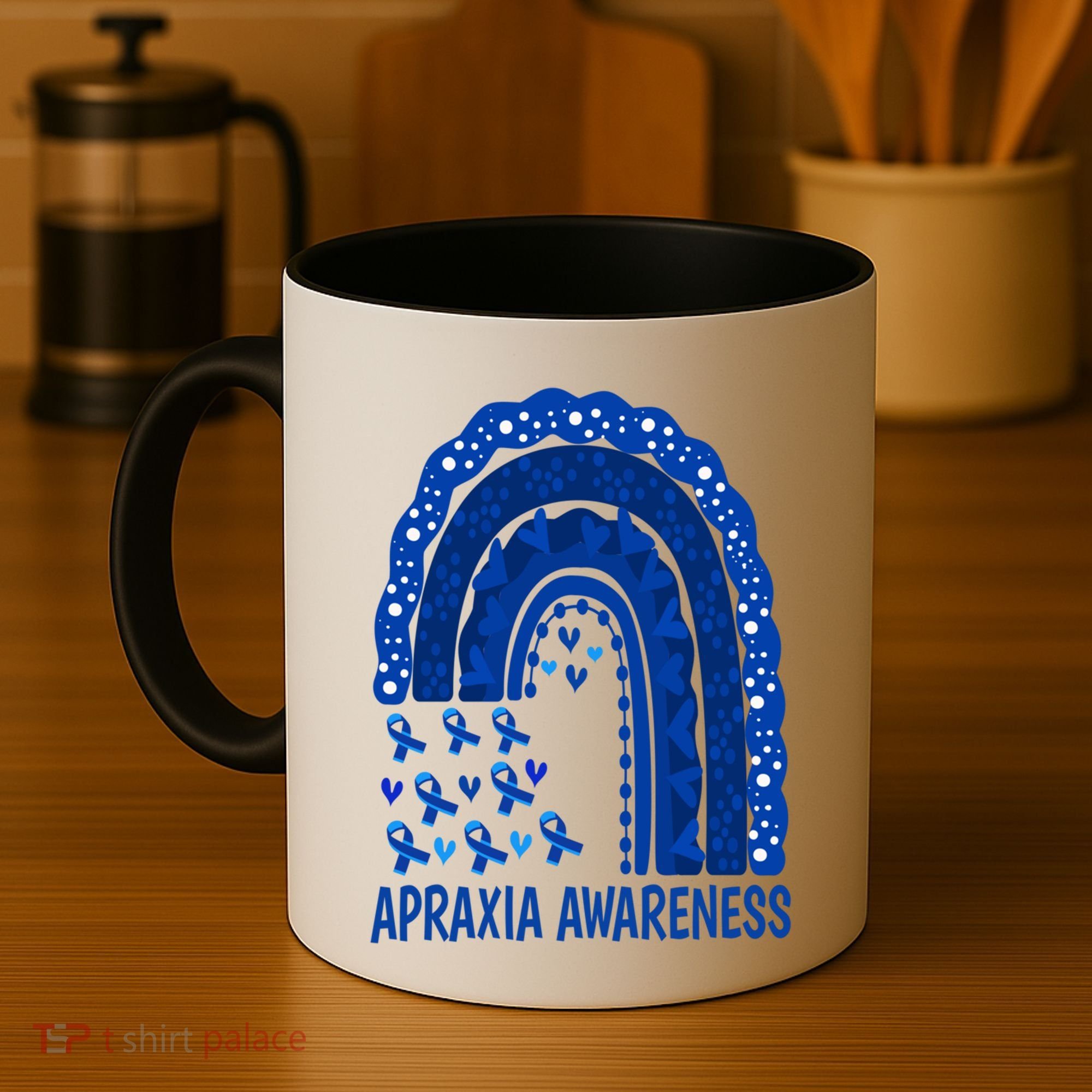 Apraxia Awareness Month Wear A Blue Ribbon In May Rainbow Gift Coffee Mug
