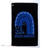 Apraxia Awareness Month Wear A Blue Ribbon In May Rainbow Gift Golf Towel thumb 0