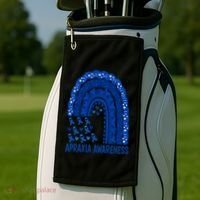 Apraxia Awareness Month Wear A Blue Ribbon In May Rainbow Gift Golf Towel thumb 2