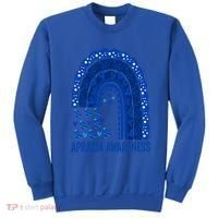 Apraxia Awareness Month Wear A Blue Ribbon In May Rainbow Gift Sweatshirt thumb 0