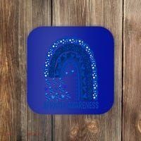 Apraxia Awareness Month Wear A Blue Ribbon In May Rainbow Gift Coaster thumb 0