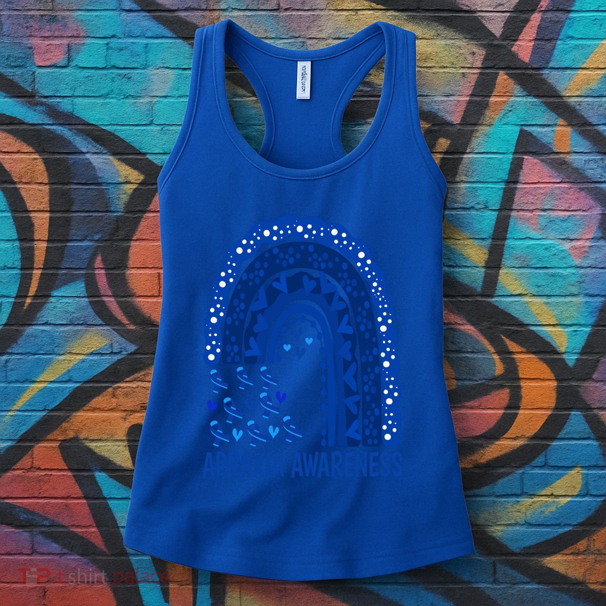 Apraxia Awareness Month Wear A Blue Ribbon In May Rainbow Gift Women's Tank Top