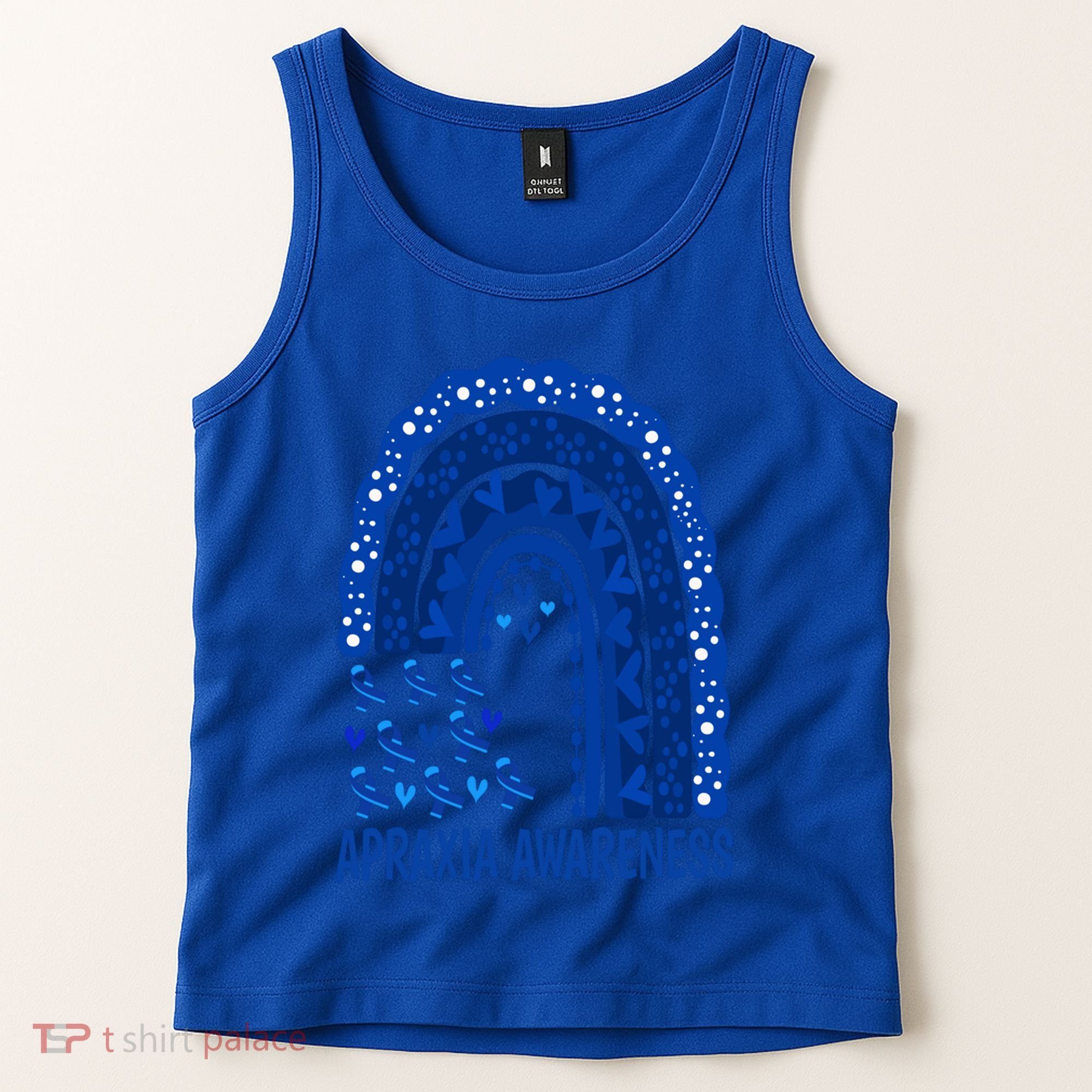 Apraxia Awareness Month Wear A Blue Ribbon In May Rainbow Gift Tank Top