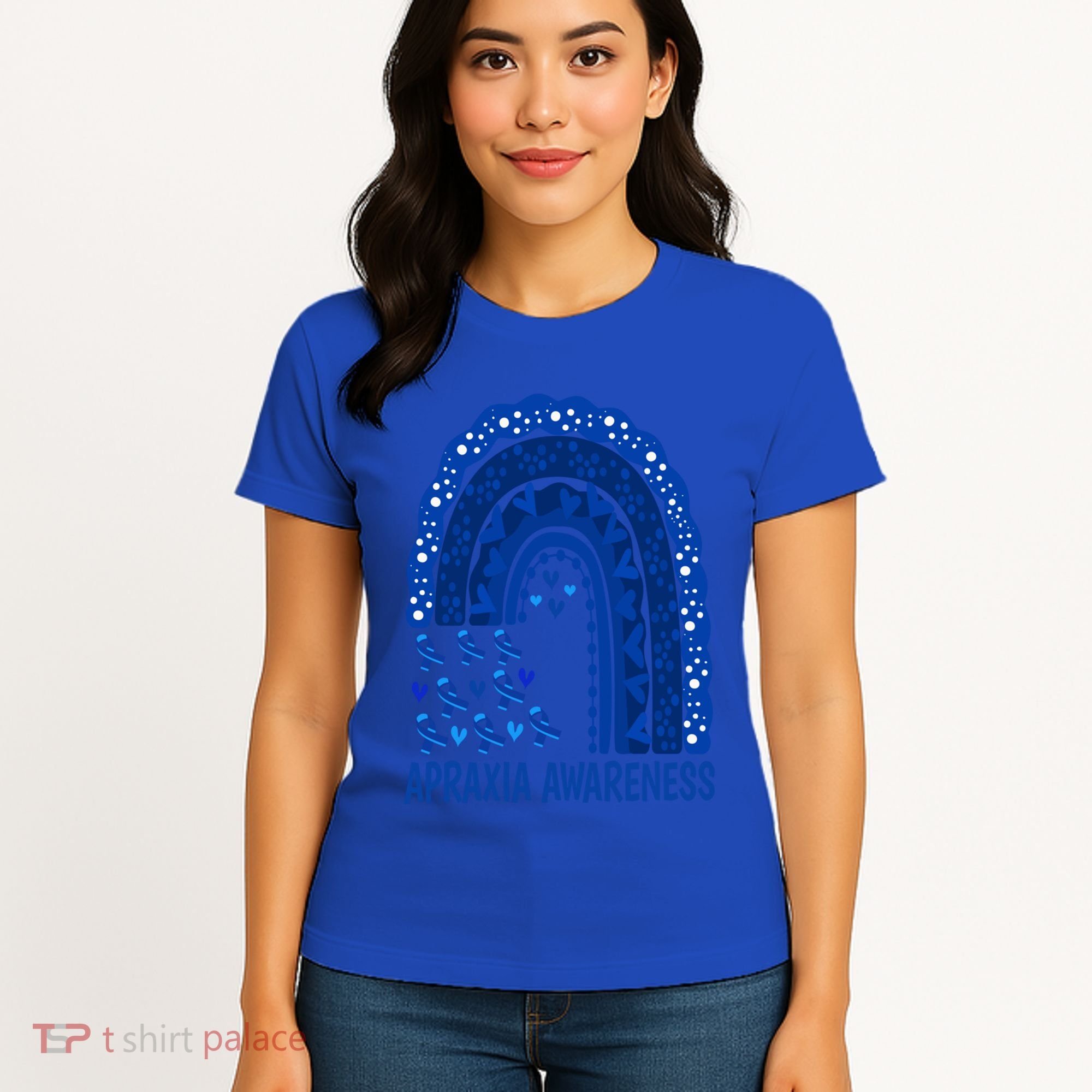 Apraxia Awareness Month Wear A Blue Ribbon In May Rainbow Gift Women's T-Shirt
