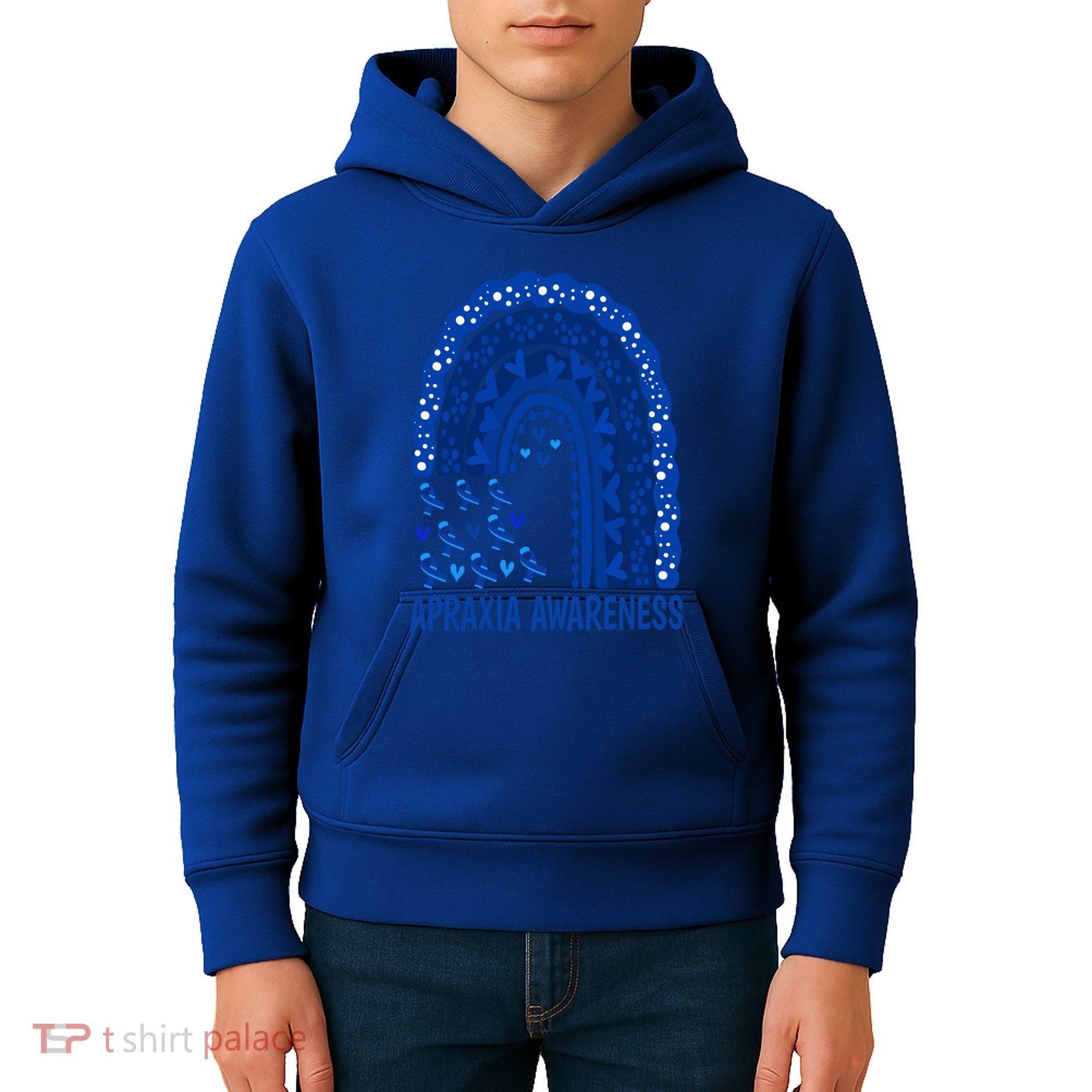 Apraxia Awareness Month Wear A Blue Ribbon In May Rainbow Gift Kids Hoodie