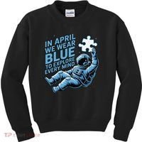 Autism Awareness Month April Puzzle Acceptance  Inclusion Kids Sweatshirt thumb 0