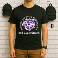 Alzheimers Awareness Memories Are Worth Fighting For Flower T-Shirt thumb 6