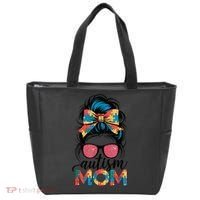 Autism Awareness Messy Bun Autism Mom Coquette Bow Puzzle Tote Bag thumb 0