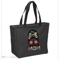 Autism Awareness Messy Bun Autism Mom Coquette Bow Puzzle Tote Bag thumb 2