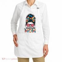 Autism Awareness Messy Bun Autism Mom Coquette Bow Puzzle Apron thumb 2