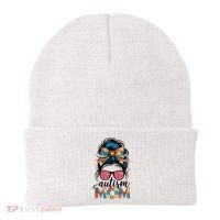 Autism Awareness Messy Bun Autism Mom Coquette Bow Puzzle Beanie thumb 0