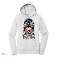 Autism Awareness Messy Bun Autism Mom Coquette Bow Puzzle Women's Hoodie thumb 0