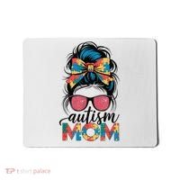 Autism Awareness Messy Bun Autism Mom Coquette Bow Puzzle Mousepad thumb 0