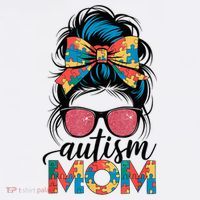 Autism Awareness Messy Bun Autism Mom Coquette Bow Puzzle Mousepad thumb 1